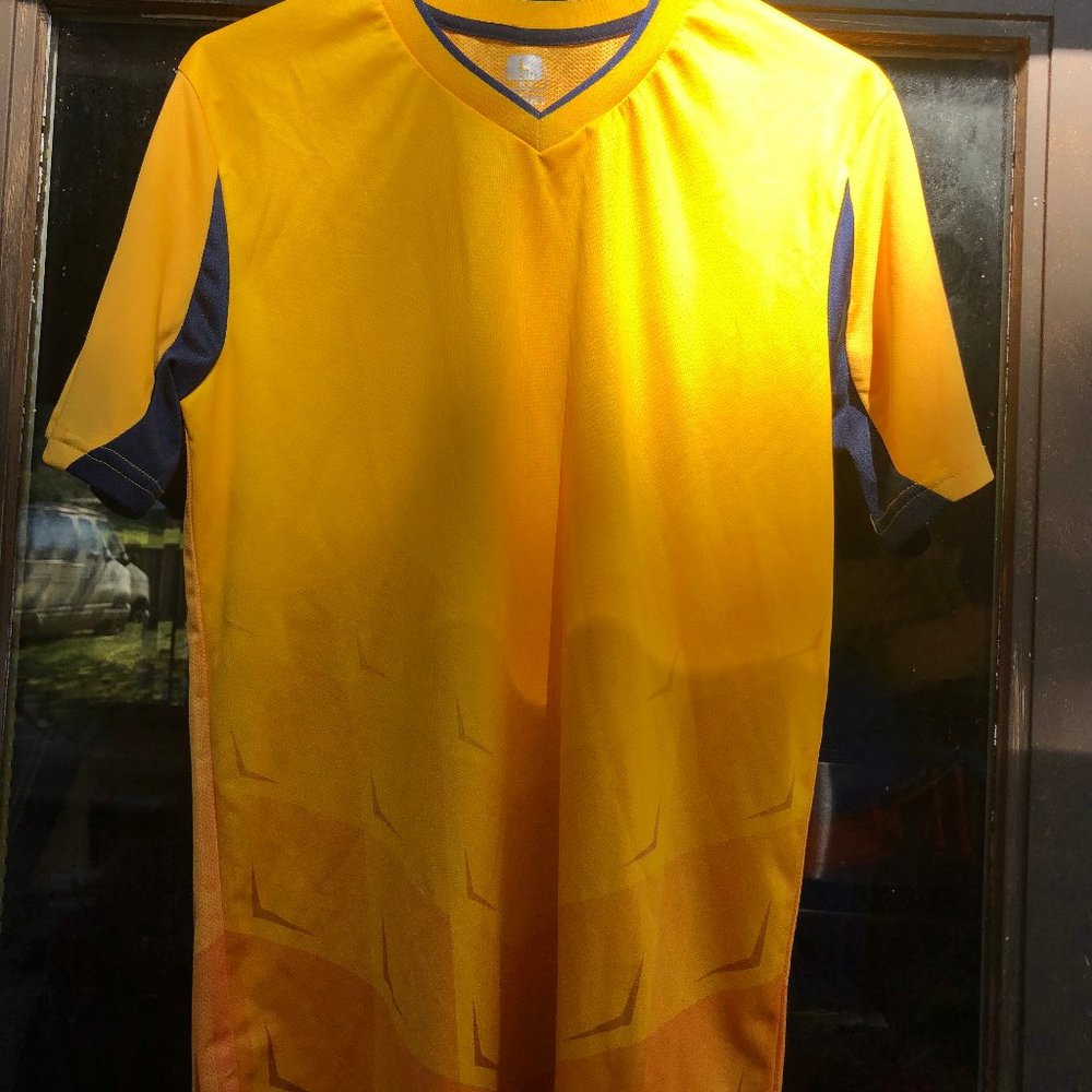 Sport V-Neck Yellow Black Short Sleeves T-Shirt